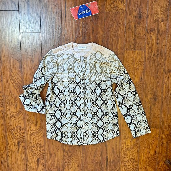 Calvin Klein Pink Ombré Snakeskin Blouse - Size Medium - Picture 3 of 8